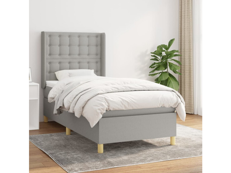  Box spring postel s matrací světle šedý 100 x 200 cm textil