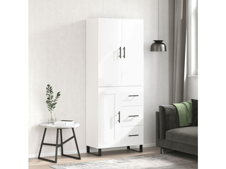  Skříň highboard lesklá bílá 69,5 x 34 x 180 cm kompozitní dřevo