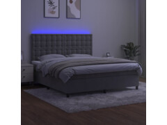  Box spring postel s matrací a LED světle šedá 160x200 cm samet