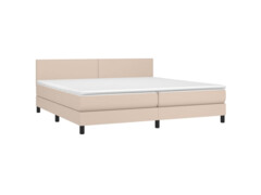  Box spring postel matrace a LED cappuccino 200x200cm umělá kůže