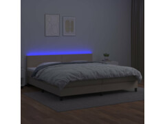  Box spring postel matrace a LED cappuccino 200x200cm umělá kůže