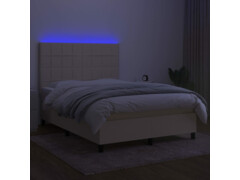  Box spring postel s matrací a LED krémová 140x190 cm textil