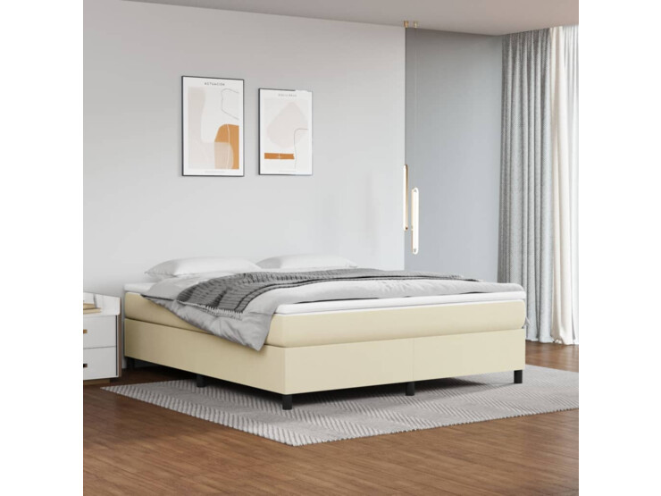  Box spring postel s matrací krémová 160x200 cm umělá kůže