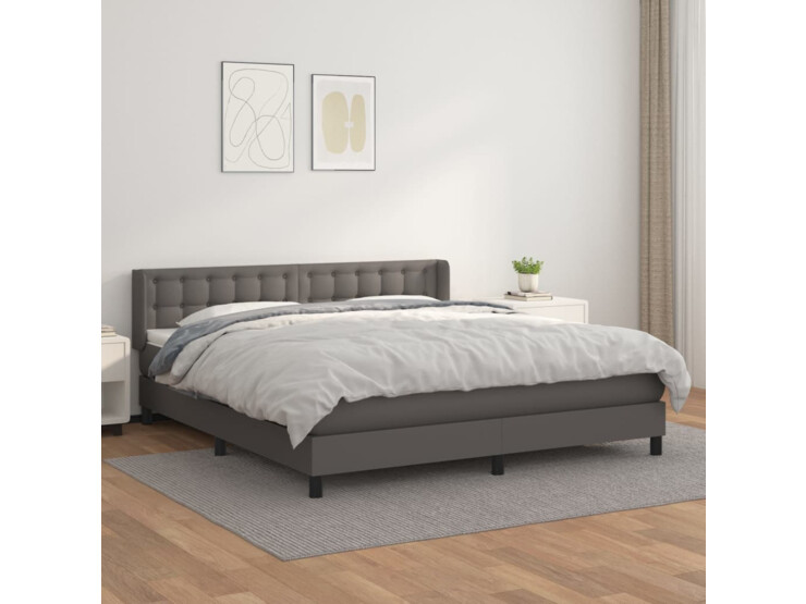  Box spring postel s matrací šedá 180x200 cm umělá kůže