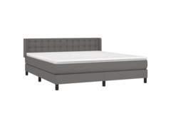  Box spring postel s matrací šedá 180x200 cm umělá kůže