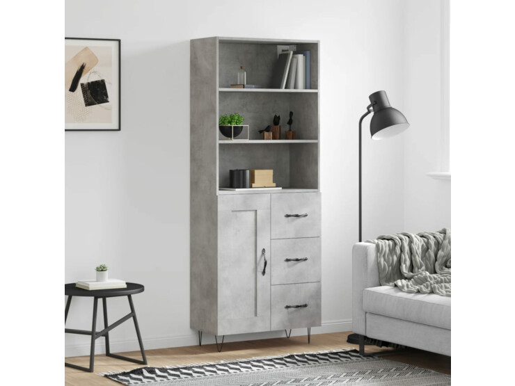  Skříň highboard betonově šedá 69,5x34x180 cm kompozitní dřevo