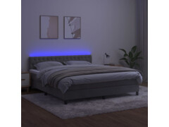  Box spring postel s matrací a LED světle šedá 180x200 cm samet