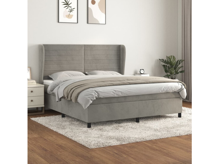  Box spring postel s matrací světle šedá 160x200 cm samet