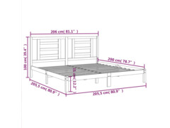  Rám postele bílý masivní borovice 200 x 200 cm