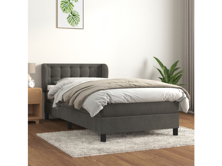  Box spring postel s matrací tmavě šedá 80 x 200 cm samet