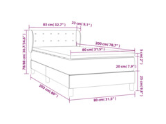  Box spring postel s matrací tmavě šedá 80 x 200 cm samet