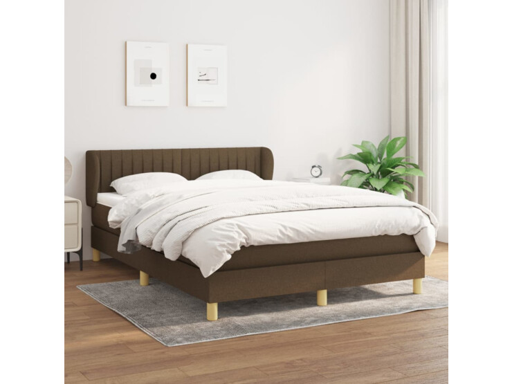  Box spring postel s matrací tmavě hnědá 140x200 cm textil