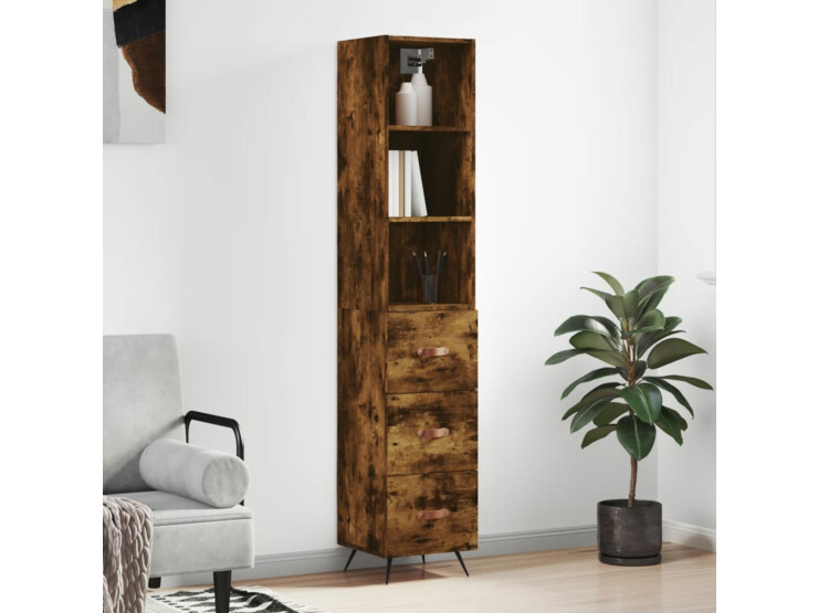  Skříň highboard kouřový dub 34,5 x 34 x 180 cm kompozitní dřevo