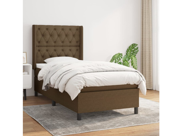  Box spring postel s matrací tmavě hnědá 80x200 cm textil