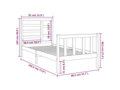  Rám postele bílý masivní dřevo 75 x 190 cm Small Single