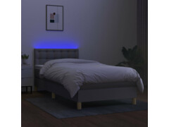  Box spring postel s matrací a LED světle šedá 90x190 cm textil