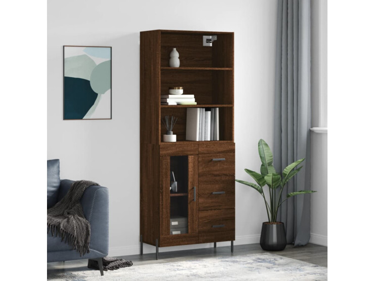  Skříň highboard hnědý dub 69,5 x 34 x 180 cm kompozitní dřevo