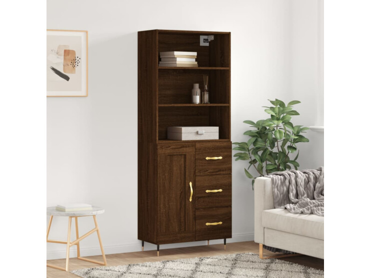  Skříň highboard hnědý dub 69,5 x 34 x 180 cm kompozitní dřevo