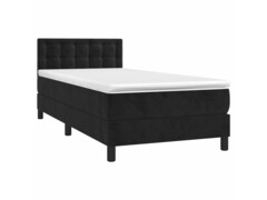  Box spring postel s matrací a LED černá 90x190 cm samet