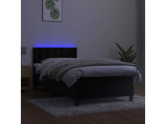  Box spring postel s matrací a LED černá 90x190 cm samet