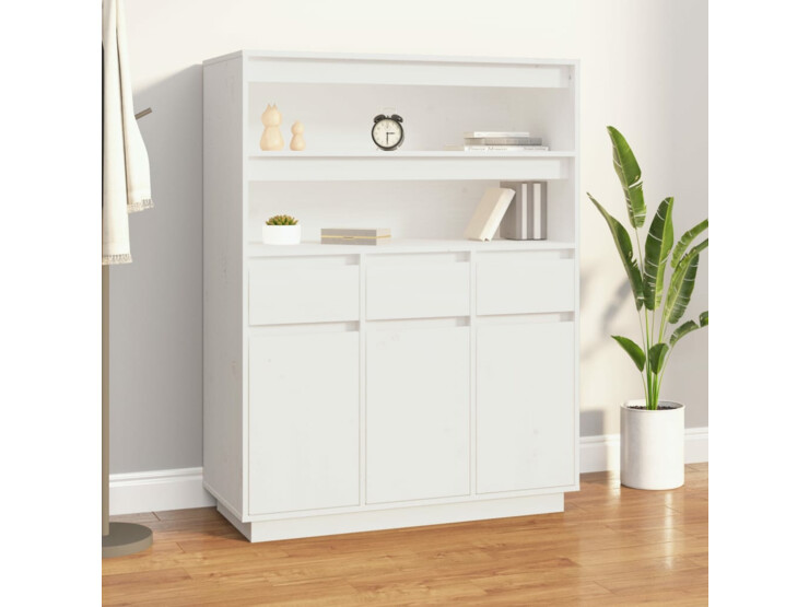  Skříň highboard bílá 89 x 40 x 116,5 cm masivní borové dřevo