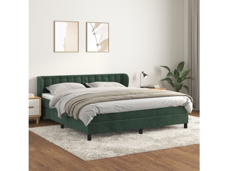  Box spring postel s matrací tmavě zelená 200x200 cm samet