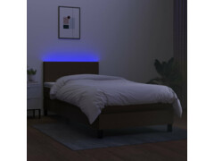  Box spring postel s matrací a LED tmavě hnědá 90x200 cm textil