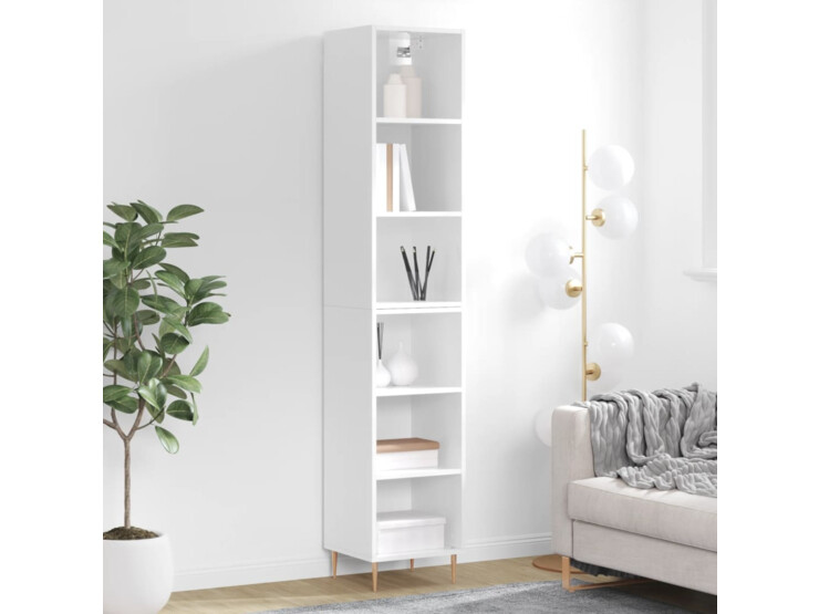  Skříň highboard bílá s vysokým leskem 34,5x32,5x180 cm kompozit