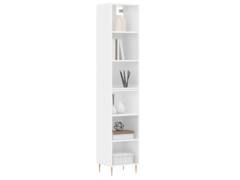  Skříň highboard bílá s vysokým leskem 34,5x32,5x180 cm kompozit