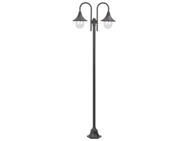  Zahradní sloupová lampa 2 ramena E27 220 cm hliník bronzová