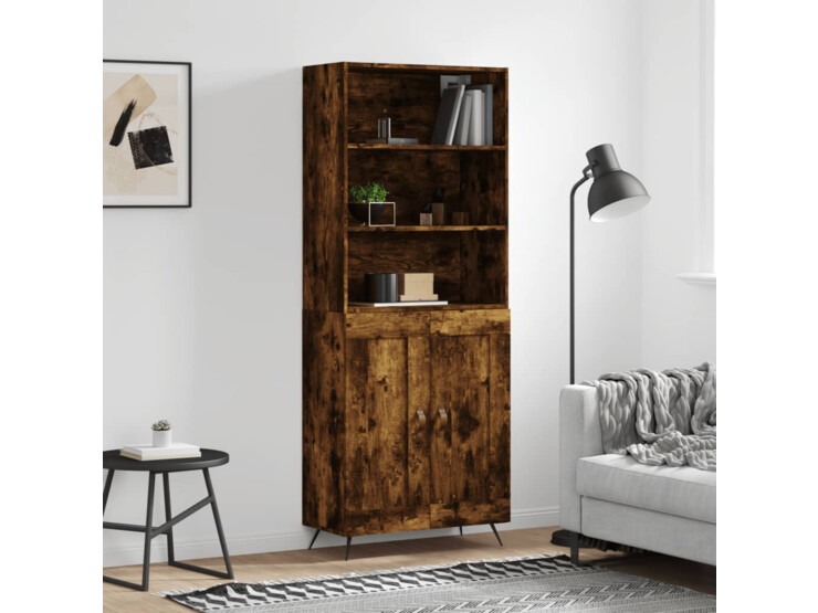  Skříň highboard kouřový dub 69,5 x 34 x 180 cm kompozitní dřevo